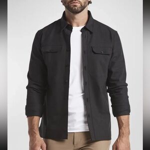 Men's Casual Black Button-Down Shirt Jacket